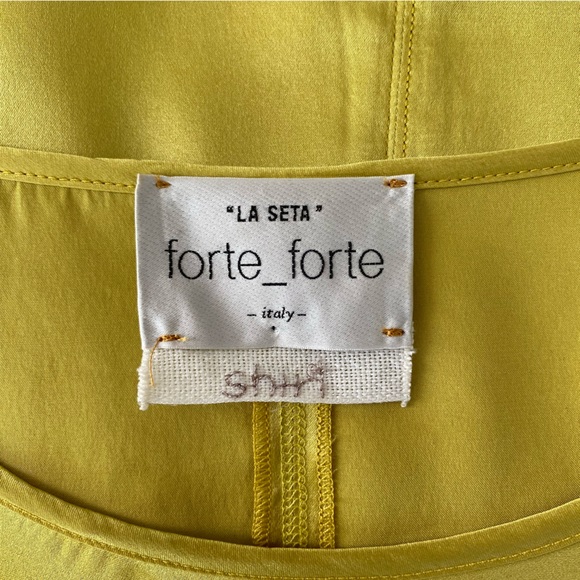 Forte Forte La Seta Chartreuse Yellow Long Sleeve Blouse 100% Silk Size 0 US XS - Picture 8 of 8